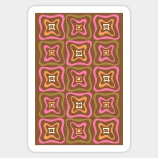 Retro Groovy Pattern Pink, Orange, Brown, Cream 2 Sticker